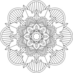 Easy Mandala coloring book simple and basic for beginners, seniors and children. Set of Mehndi flower pattern for Henna drawing and tattoo. Decoration in ethnic oriental, Indian style.