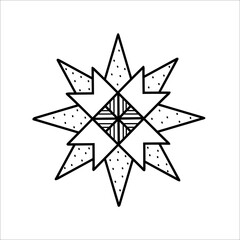 Christmas star. Winter home decoration. Element New Year decor and comfort. Isolated vector object on a white background. Hand drawn  sketches in doodle style. 