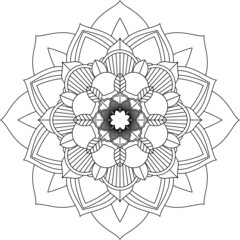 Easy Mandala coloring book simple and basic for beginners, seniors and children. Set of Mehndi flower pattern for Henna drawing and tattoo. Decoration in ethnic oriental, Indian style.