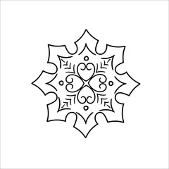 Fototapeta na wymiar Christmas tree toy snowflake. Winter home decoration. Element New Year decor and comfort. Isolated vector object on a white background. Hand drawn sketches in doodle style. 