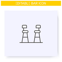Bar chairs line icon. Tall stools. Pub, diner, coffee shop, restaurant interior, furniture. Cocktail party and drinking establishment concept. Isolated vector illustration. Editable stroke 