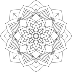 Easy Mandala coloring book simple and basic for beginners, seniors and children. Set of Mehndi flower pattern for Henna drawing and tattoo. Decoration in ethnic oriental, Indian style.