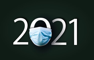 Year 2021 with Surgical Face Mask. happy new year 2021
