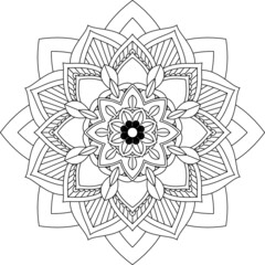 Easy Mandala coloring book simple and basic for beginners, seniors and children. Set of Mehndi flower pattern for Henna drawing and tattoo. Decoration in ethnic oriental, Indian style.