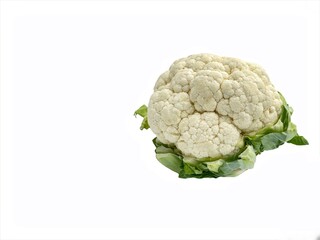 Cauliflower vegetable on white background. Selective focus