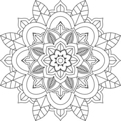 Easy Mandala coloring book simple and basic for beginners, seniors and children. Set of Mehndi flower pattern for Henna drawing and tattoo. Decoration in ethnic oriental, Indian style.