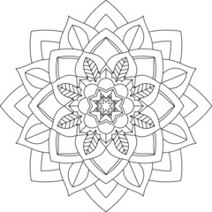 Easy Mandala coloring book simple and basic for beginners, seniors and children. Set of Mehndi flower pattern for Henna drawing and tattoo. Decoration in ethnic oriental, Indian style.