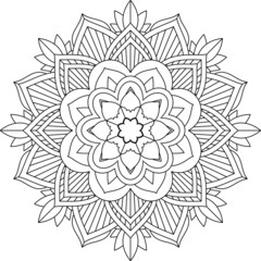Easy Mandala coloring book simple and basic for beginners, seniors and children. Set of Mehndi flower pattern for Henna drawing and tattoo. Decoration in ethnic oriental, Indian style.