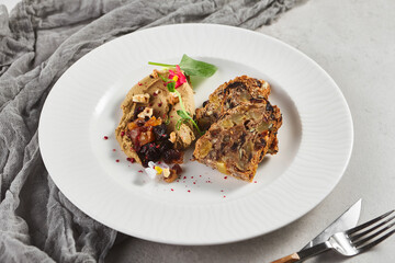 Dried fruit and nuts bread with Pate
