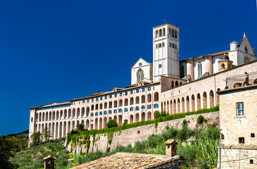 Fototapeta na wymiar The Sacro Convento, a Franciscan friary in Assisi. UNESCO world heritage in Italy