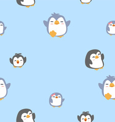 Cute family penguin seamless pattern