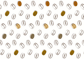 illustration pattern with coffee beans（sketch）