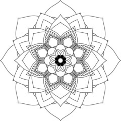 Fototapeta premium Easy Mandala coloring book simple and basic for beginners, seniors and children. Set of Mehndi flower pattern for Henna drawing and tattoo. Decoration in ethnic oriental, Indian style.