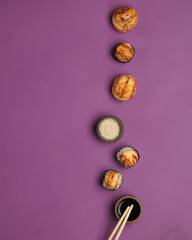 Rolls. Japanese and Chinese traditional cuisine.Sushi bar. Set