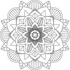 Easy Mandala coloring book simple and basic for beginners, seniors and children. Set of Mehndi flower pattern for Henna drawing and tattoo. Decoration in ethnic oriental, Indian style.