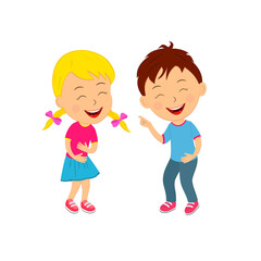 kids, children laugh,illustration,vector