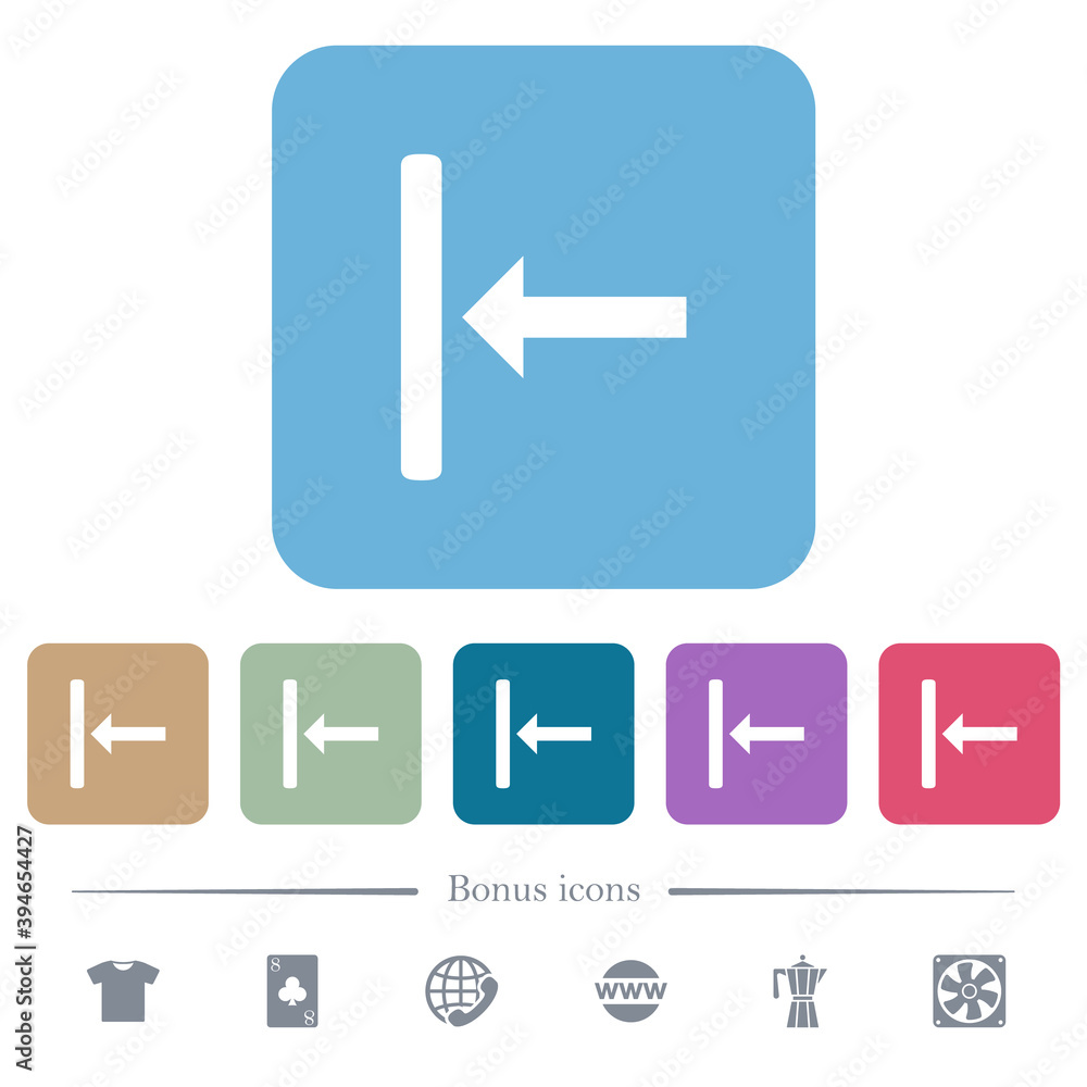 Aufkleber align to left flat icons on color rounded square backgrounds