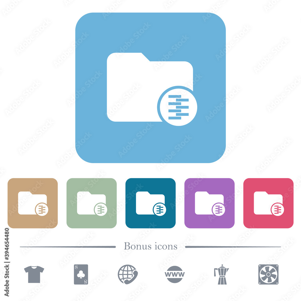 Poster compressed directory flat icons on color rounded square backgrounds