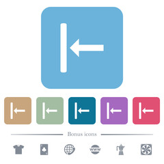 Align to left flat icons on color rounded square backgrounds