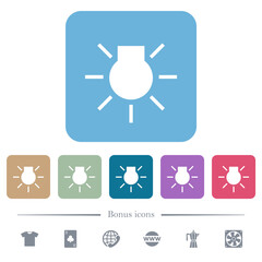 Car parking lights indicator flat icons on color rounded square backgrounds