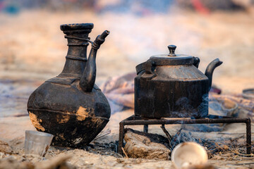 traditional old style pots of Afghan shepherd 