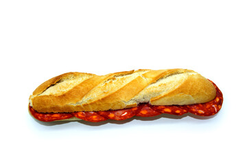 Chorizo sandwich on baguette