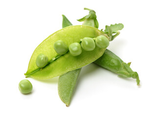 Fresh peas isolated on white background