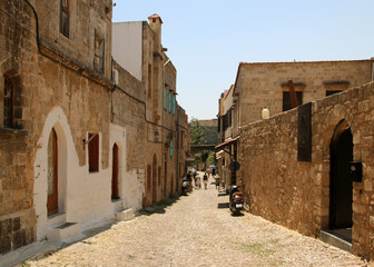 Old Town of Rhodes, a narrow street, Rhodes, Greece