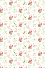 Vector pattern consisting of decorative teapots. Cute baby image. Printing on fabrics, postcards, fashionable texture