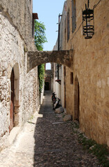 Old Town of Rhodes, a narrow street, Rhodes, Greece