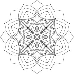 Fototapeta premium Easy Mandala coloring book simple and basic for beginners, seniors and children. Set of Mehndi flower pattern for Henna drawing and tattoo. Decoration in ethnic oriental, Indian style.