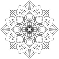 Easy Mandala coloring book simple and basic for beginners, seniors and children. Set of Mehndi flower pattern for Henna drawing and tattoo. Decoration in ethnic oriental, Indian style.