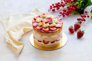Strawberry and Banana Pie - on a white background © enezselvi