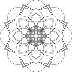 Fototapeta premium Easy Mandala coloring book simple and basic for beginners, seniors and children. Set of Mehndi flower pattern for Henna drawing and tattoo. Decoration in ethnic oriental, Indian style.
