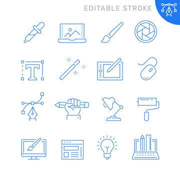 Design related icons. Editable stroke. Thin vector icon set