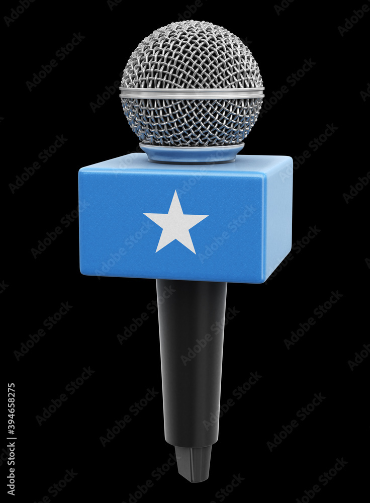 Poster microphone and somali flag. image with clipping path
