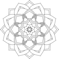 Easy Mandala coloring book simple and basic for beginners, seniors and children. Set of Mehndi flower pattern for Henna drawing and tattoo. Decoration in ethnic oriental, Indian style.