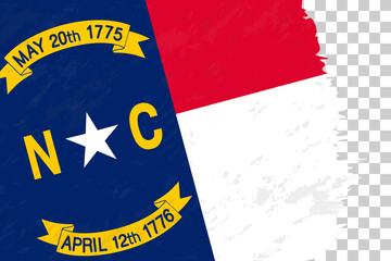 Horizontal Abstract Grunge Brushed Flag of North Carolina on Transparent Grid.