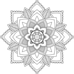 Easy Mandala coloring book simple and basic for beginners, seniors and children. Set of Mehndi flower pattern for Henna drawing and tattoo. Decoration in ethnic oriental, Indian style.