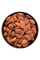 almonds on a plate isolated on white