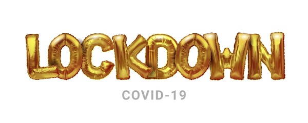LOCKDOWN CORONAVIRUS, isolation design Vector realistic foil balloons, lock syndrome vector design, Covid 19 lock.