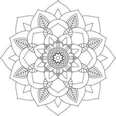 Easy Mandala coloring book simple and basic for beginners, seniors and children. Set of Mehndi flower pattern for Henna drawing and tattoo. Decoration in ethnic oriental, Indian style.