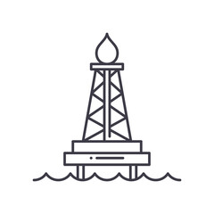 Drilling rig icon, linear isolated illustration, thin line vector, web design sign, outline concept symbol with editable stroke on white background.