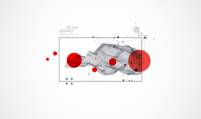 Obraz premium Modern science or technology elements in square. Trendy abstract background. Surface illustration. Vector.