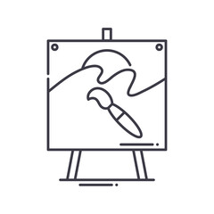 Drawing icon, linear isolated illustration, thin line vector, web design sign, outline concept symbol with editable stroke on white background.