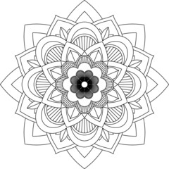 Easy Mandala coloring book simple and basic for beginners, seniors and children. Set of Mehndi flower pattern for Henna drawing and tattoo. Decoration in ethnic oriental, Indian style.