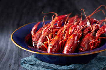 Delicious Chinese food, steamed crayfish