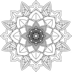 Easy Mandala coloring book simple and basic for beginners, seniors and children. Set of Mehndi flower pattern for Henna drawing and tattoo. Decoration in ethnic oriental, Indian style.