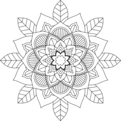 Easy Mandala coloring book simple and basic for beginners, seniors and children. Set of Mehndi flower pattern for Henna drawing and tattoo. Decoration in ethnic oriental, Indian style.