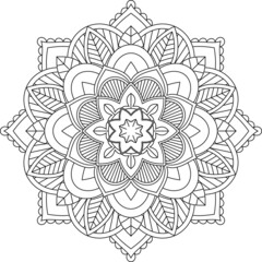 Easy Mandala coloring book simple and basic for beginners, seniors and children. Set of Mehndi flower pattern for Henna drawing and tattoo. Decoration in ethnic oriental, Indian style.